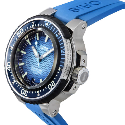 Reloj Oris Aquis Pro para hombre, automático, con correa de caucho y esfera azul, 01-400-7777-7155, 4000 m.
