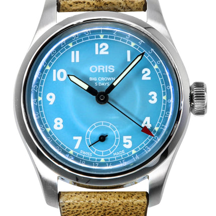 Reloj Oris Big Crown Pointer Date con correa de piel y esfera azul, automático, 01-473-7786-4065-07-5-19-22FC para hombre
