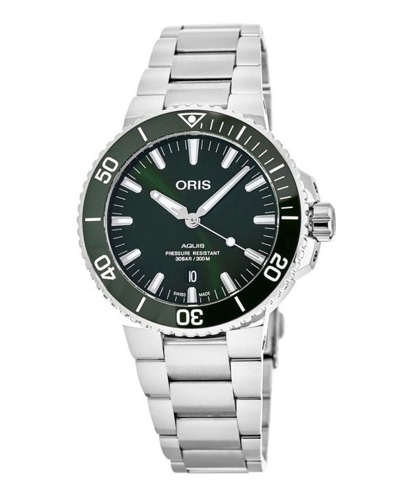 Reloj para hombre Oris Aquis de acero inoxidable con esfera verde y automático 01 733 7766 4157-07 8 22 05PEB 300M