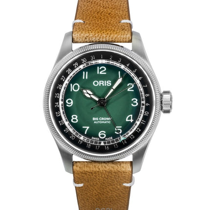 Reloj Oris Big Crown Cervo Volante con correa de piel y esfera verde, automático, 01-754-7779-4067, para hombre