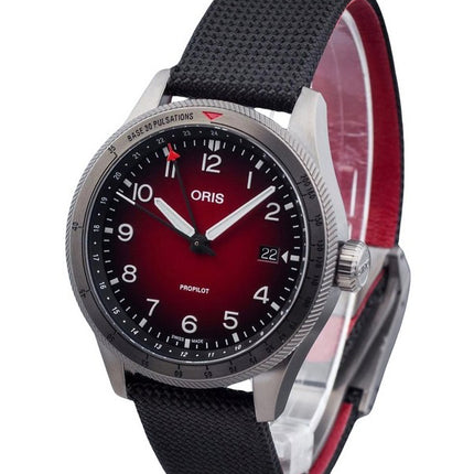 Reloj para hombre Oris Big Crown ProPilot GMT con correa de tela y esfera roja automático 01 798 7773 4268-07 3 20 14GLC 100M