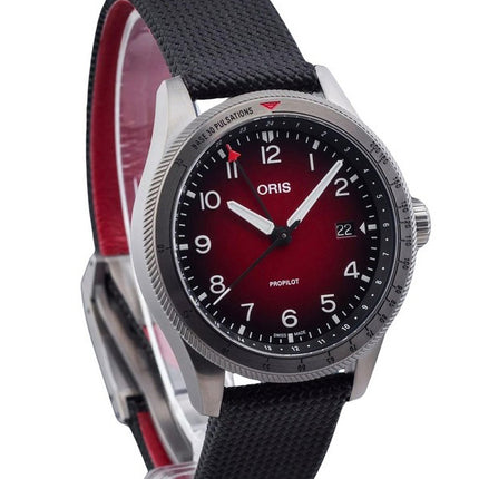 Reloj para hombre Oris Big Crown ProPilot GMT con correa de tela y esfera roja automático 01 798 7773 4268-07 3 20 14GLC 100M
