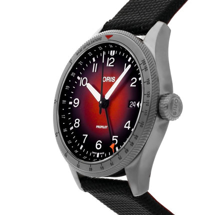 Reloj para hombre Oris Big Crown ProPilot GMT con correa de tela y esfera roja automático 01 798 7773 4268-07 3 20 14GLC 100M