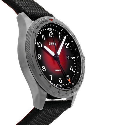 Reloj para hombre Oris Big Crown ProPilot GMT con correa de tela y esfera roja automático 01 798 7773 4268-07 3 20 14GLC 100M