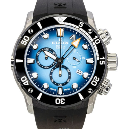 Reloj de buceo Edox CO-1 Cronógrafo con correa de caucho y esfera azul de cuarzo 10242-TIN-BUIDN 1000M para hombre