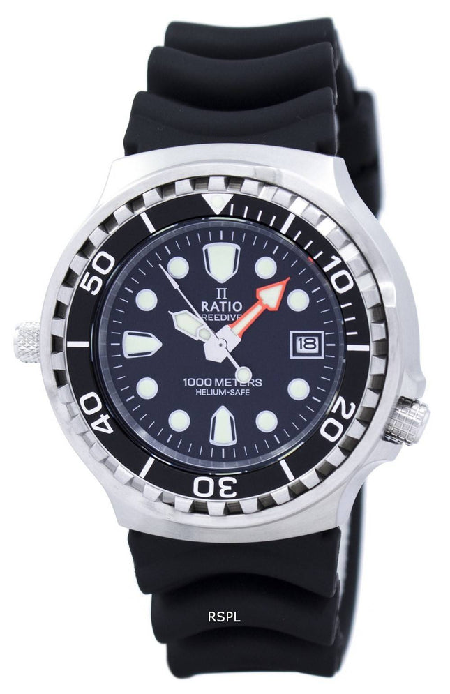 Reloj de cuarzo y zafiro Ratio FreeDiver Helium Safe 1000M 1038EF102V para hombre reacondicionado