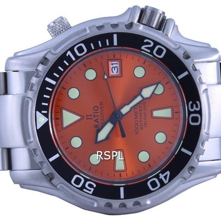 Ratio FreeDiver Helium Safe 1000M Dial naranja Acero inoxidable AutomÃ¡tico 1066KE26-33VA-ORG Reloj para hombre