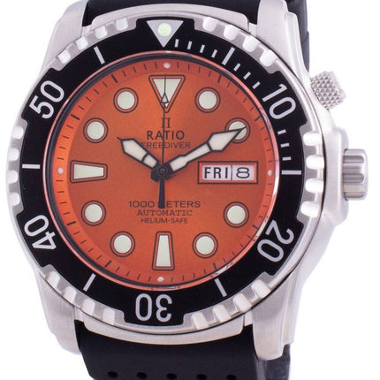 Ratio Free Diver Helium-Safe 1000M Sapphire Automatic 1068HA90-34VA-ORG Reloj para hombre