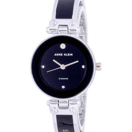 Anne Klein Diamond Accents Black Dial Cuarzo 1981BKSV Reloj para mujer