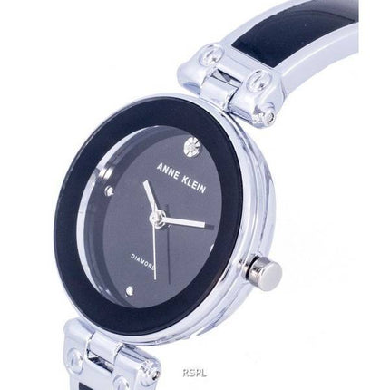 Anne Klein Diamond Accents Black Dial Cuarzo 1981BKSV Reloj para mujer