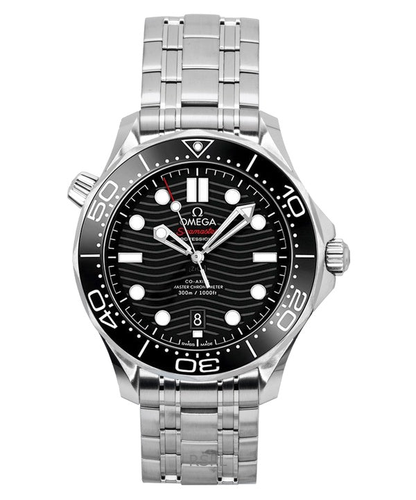 Reloj automático Omega Seamaster de acero inoxidable con esfera negra para hombre, 210.30.42.20.01.001, 300 m.