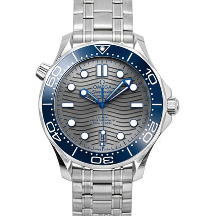 Reloj automático Omega Seamaster de acero inoxidable con esfera gris para hombre, 210.30.42.20.06.001, 300 m