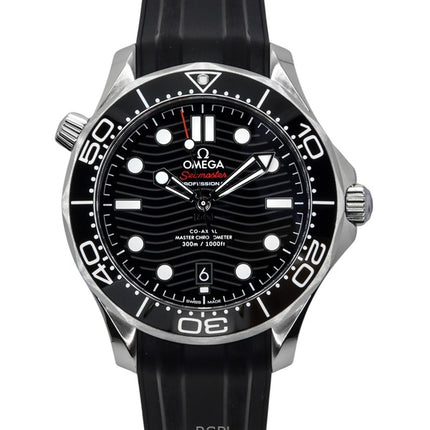 Reloj automático Omega Seamaster para hombre, correa de caucho, esfera negra, 210.32.42.20.01.001, 300 m.