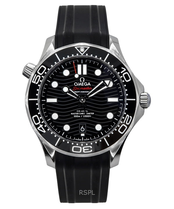 Reloj automático Omega Seamaster para hombre, correa de caucho, esfera negra, 210.32.42.20.01.001, 300 m.