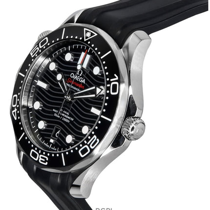 Reloj automático Omega Seamaster para hombre, correa de caucho, esfera negra, 210.32.42.20.01.001, 300 m.