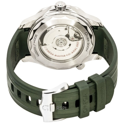 Reloj automático Omega Seamaster para hombre, correa de caucho, esfera verde, 210.32.42.20.10.001, 300 m
