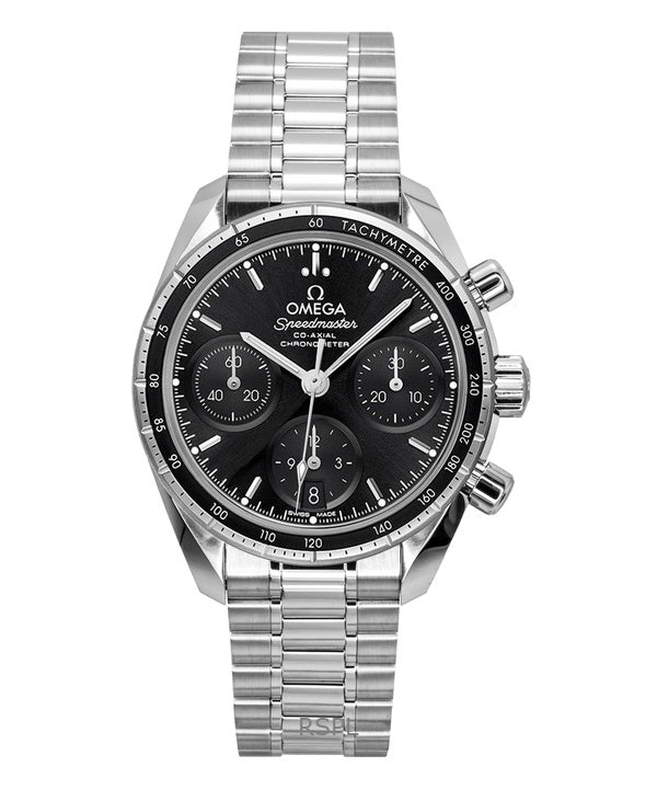 Omega Speedmaster Cronógrafo Automático de Acero Inoxidable con Esfera Negra 324.30.38.50.01.001 100M Reloj para Hombre