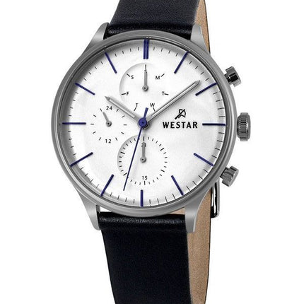 Reloj Westar Profile con correa de cuero y esfera plateada de cuarzo 50192STN407 para hombre