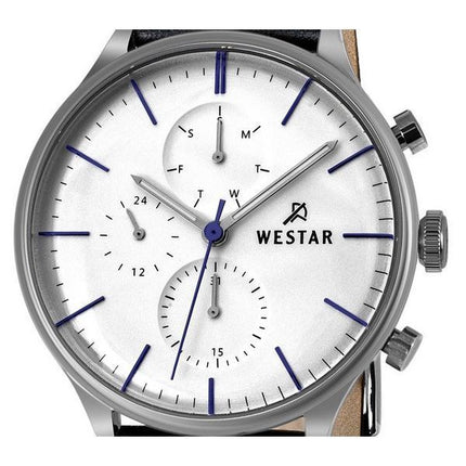 Reloj Westar Profile con correa de cuero y esfera plateada de cuarzo 50192STN407 para hombre