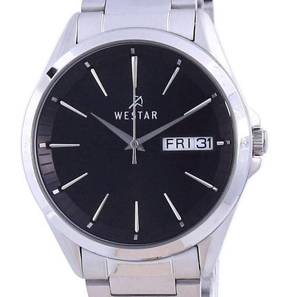 Westar, esfera negra, acero inoxidable, cuarzo 50212 STN 103, reloj para hombre