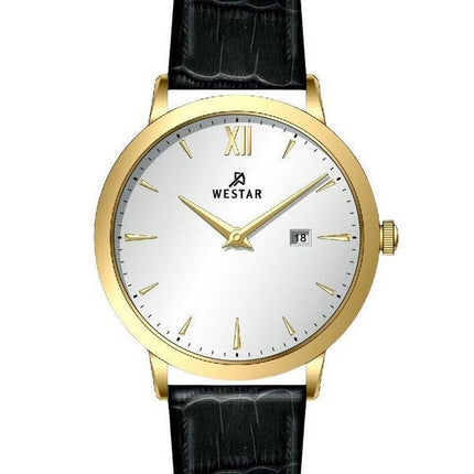 Reloj Westar Profile con correa de cuero y esfera plateada de cuarzo 50214GPN107 para hombre