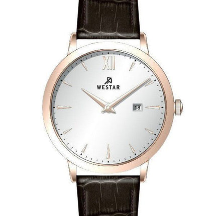 Reloj Westar Profile con correa de cuero y esfera plateada de cuarzo 50214PPN627 para hombre