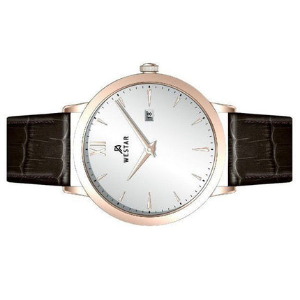 Reloj Westar Profile con correa de cuero y esfera plateada de cuarzo 50214PPN627 para hombre