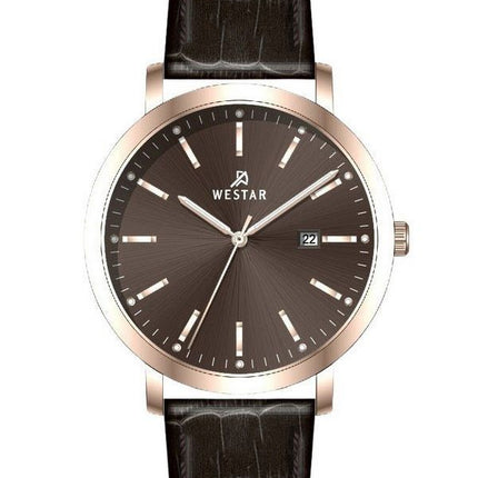 Reloj Westar Profile con correa de cuero y esfera marrón de cuarzo 50216PPN620 para hombre