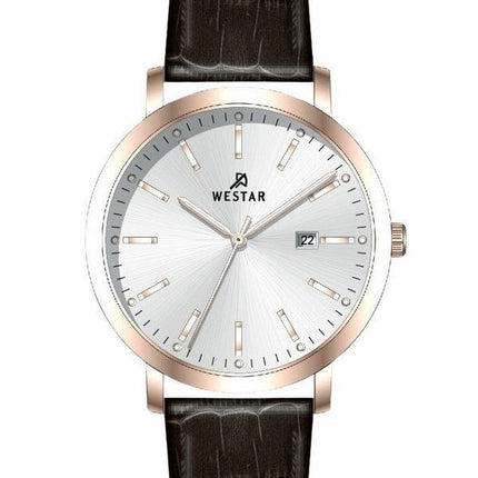 Reloj Westar Profile con correa de cuero y esfera plateada de cuarzo 50216PPN627 para hombre