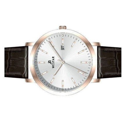 Reloj Westar Profile con correa de cuero y esfera plateada de cuarzo 50216PPN627 para hombre
