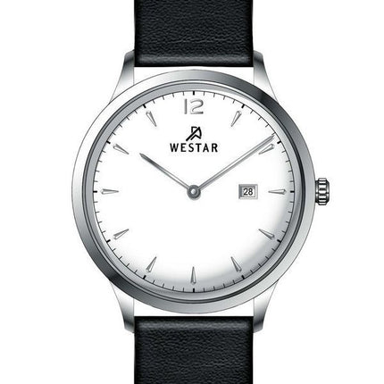 Reloj Westar Profile con correa de cuero y esfera blanca de cuarzo 50217STN101 para hombre