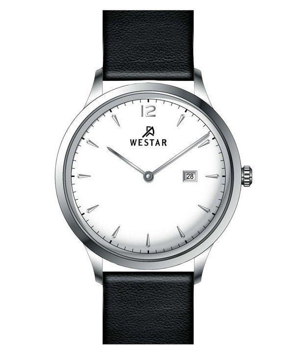 Reloj Westar Profile con correa de cuero y esfera blanca de cuarzo 50217STN101 para hombre