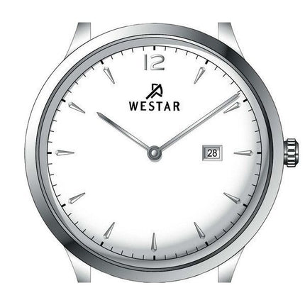 Reloj Westar Profile con correa de cuero y esfera blanca de cuarzo 50217STN101 para hombre