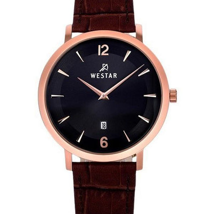 Reloj Westar Profile con correa de cuero y esfera negra de cuarzo 50219PPN623 para hombre