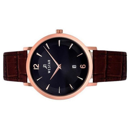 Reloj Westar Profile con correa de cuero y esfera negra de cuarzo 50219PPN623 para hombre