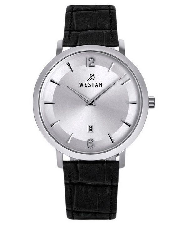 Reloj Westar Profile con correa de cuero y esfera plateada de cuarzo 50219STN107 para hombre