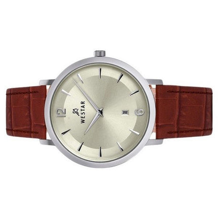 Reloj Westar Profile con correa de cuero y esfera color champán claro de cuarzo 50219STN122 para hombre