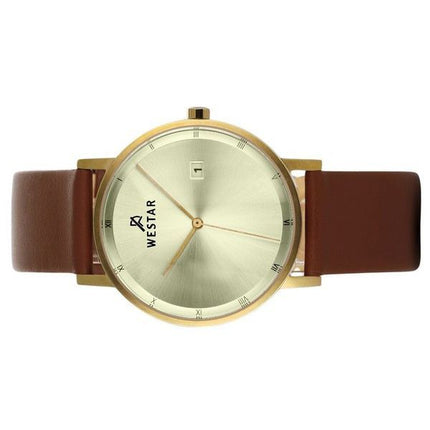 Reloj Westar Profile con correa de cuero y esfera color champán claro de cuarzo 50221GPN122 para hombre