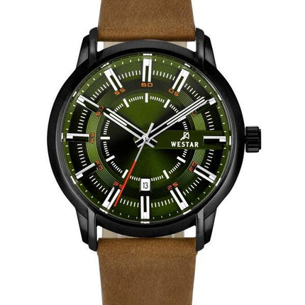 Reloj Westar Profile con correa de cuero y esfera verde de cuarzo 50228BBN885 para hombre