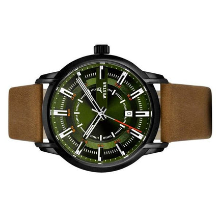 Reloj Westar Profile con correa de cuero y esfera verde de cuarzo 50228BBN885 para hombre