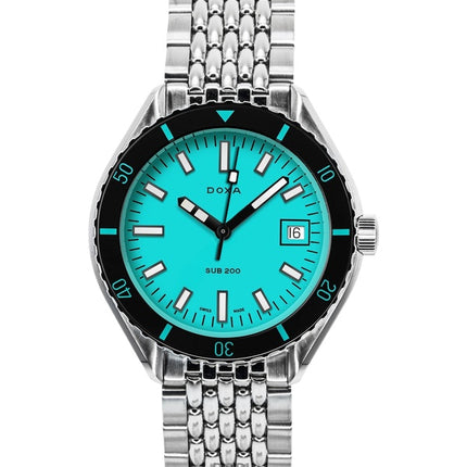 Reloj automático Doxa SUB 200 para hombre, esfera turquesa aguamarina, 799.10.241.10, 200 m, con correa adicional