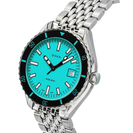 Reloj automático Doxa SUB 200 para hombre, esfera turquesa aguamarina, 799.10.241.10, 200 m, con correa adicional