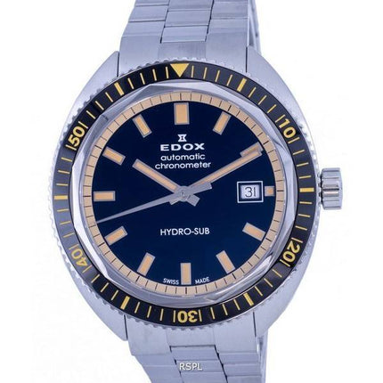 Edox Hydro-Sub Diver's Acero inoxidable Esfera negra Automático 801283NBMNIB 300M Reloj para hombre