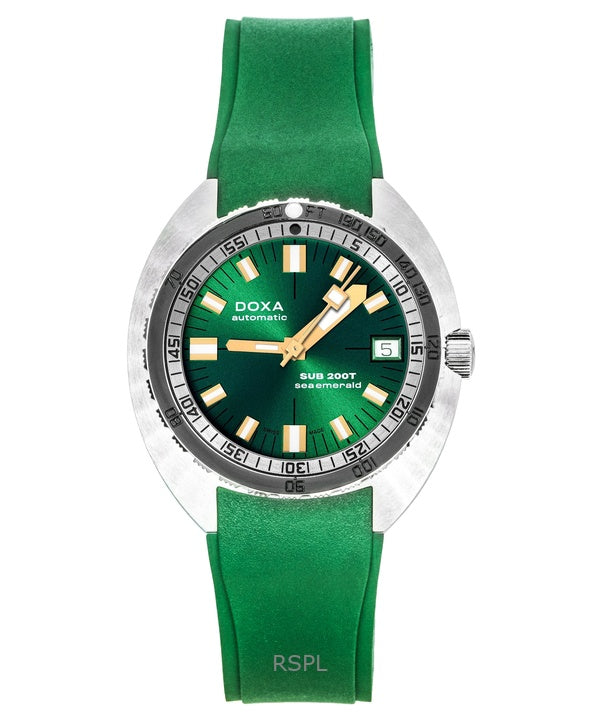 Reloj Doxa SUB 200T Sea Emerald con correa de caucho, esfera verde, automático, para hombre, 804.10.131S.26, 200 m, con correa adicional