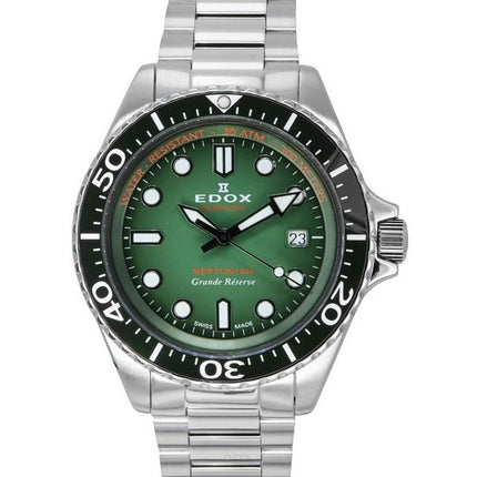 Reloj Edox Neptunian Grande Reserve Date con esfera verde y automático Diver's 80801 3VM VDN 300M para hombre