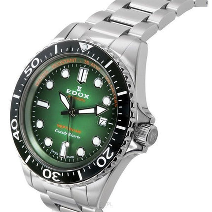 Reloj Edox Neptunian Grande Reserve Date con esfera verde y automático Diver's 80801 3VM VDN 300M para hombre
