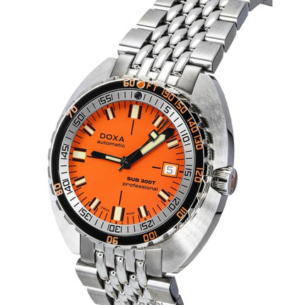 Reloj Doxa SUB 300T Aristera Professional, automático, esfera naranja, para hombre, 840.10.351.10, 1200 m, con correa adicional