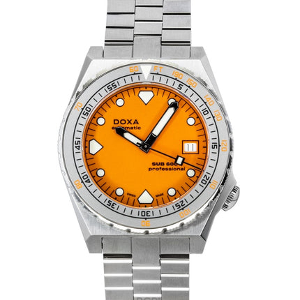 Reloj de buceo automático Doxa SUB 600T Professional con esfera naranja (862.10.351.10, 600 m) para hombre con correas adicionales