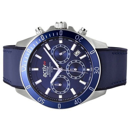 Reloj para hombre Westar Activ cronógrafo con correa de cuero y esfera azul de cuarzo 90245STN144 100M