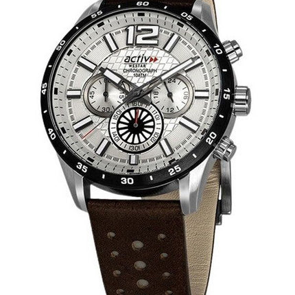 Reloj para hombre Westar Activ cronógrafo con correa de cuero y esfera marrón de cuarzo 90249SBN127 100M